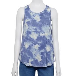 SQ Favorite High Neck Tank Top- Blue Tie Dye Small